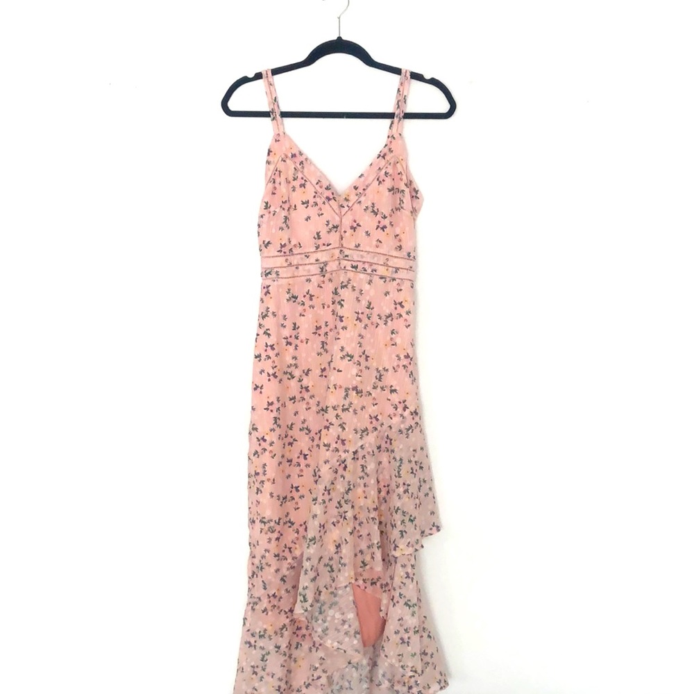 Tularosa pink flower feminine midi dress, small